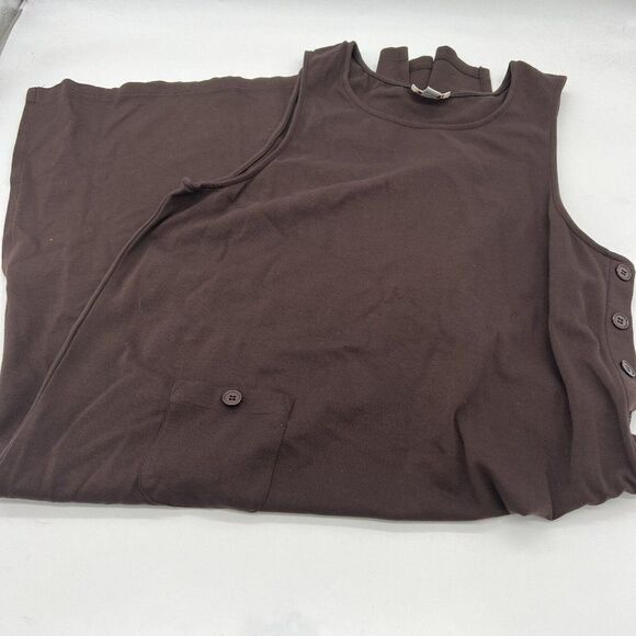 Talbots Brown Maxi Dress Side Buttons Pocket Detail Size XL - Picture 1 of 6